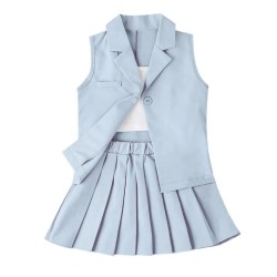 Ensemble gilet et jupe plissée
