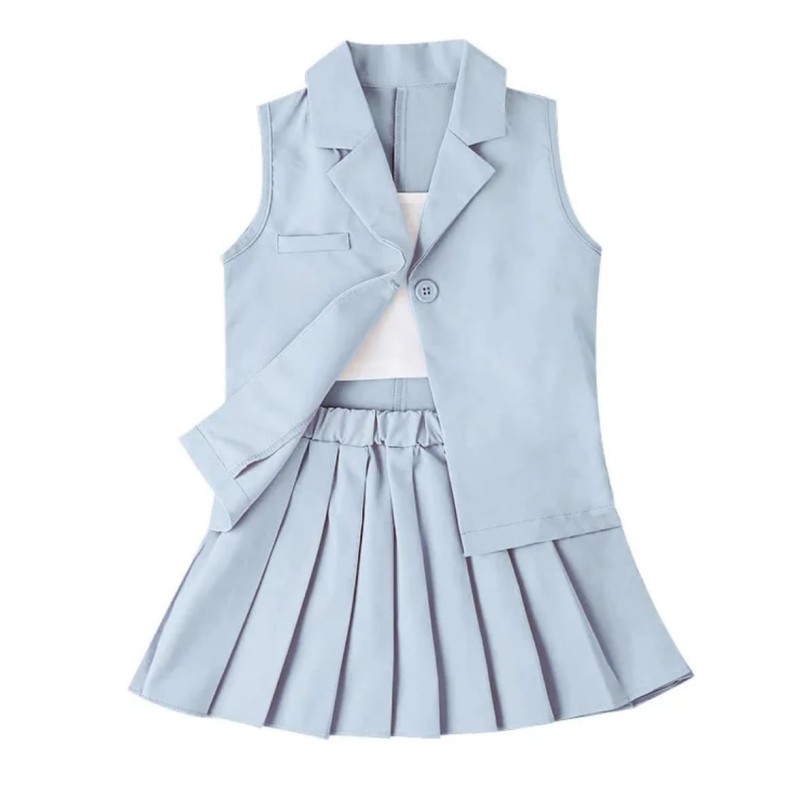 Ensemble gilet et jupe plissée