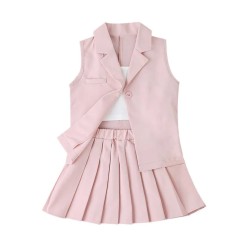 Ensemble gilet et jupe plissée