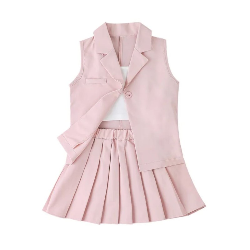 Ensemble gilet et jupe plissée