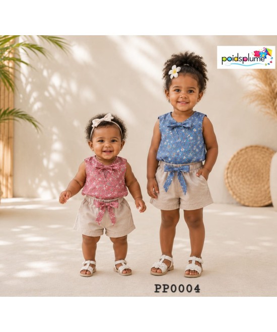 Top floral sans manches et short