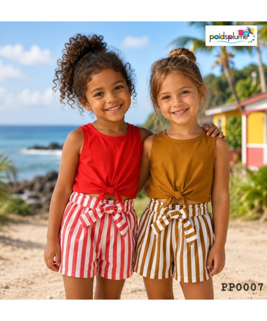 Ensemble débardeur noué et short rayé