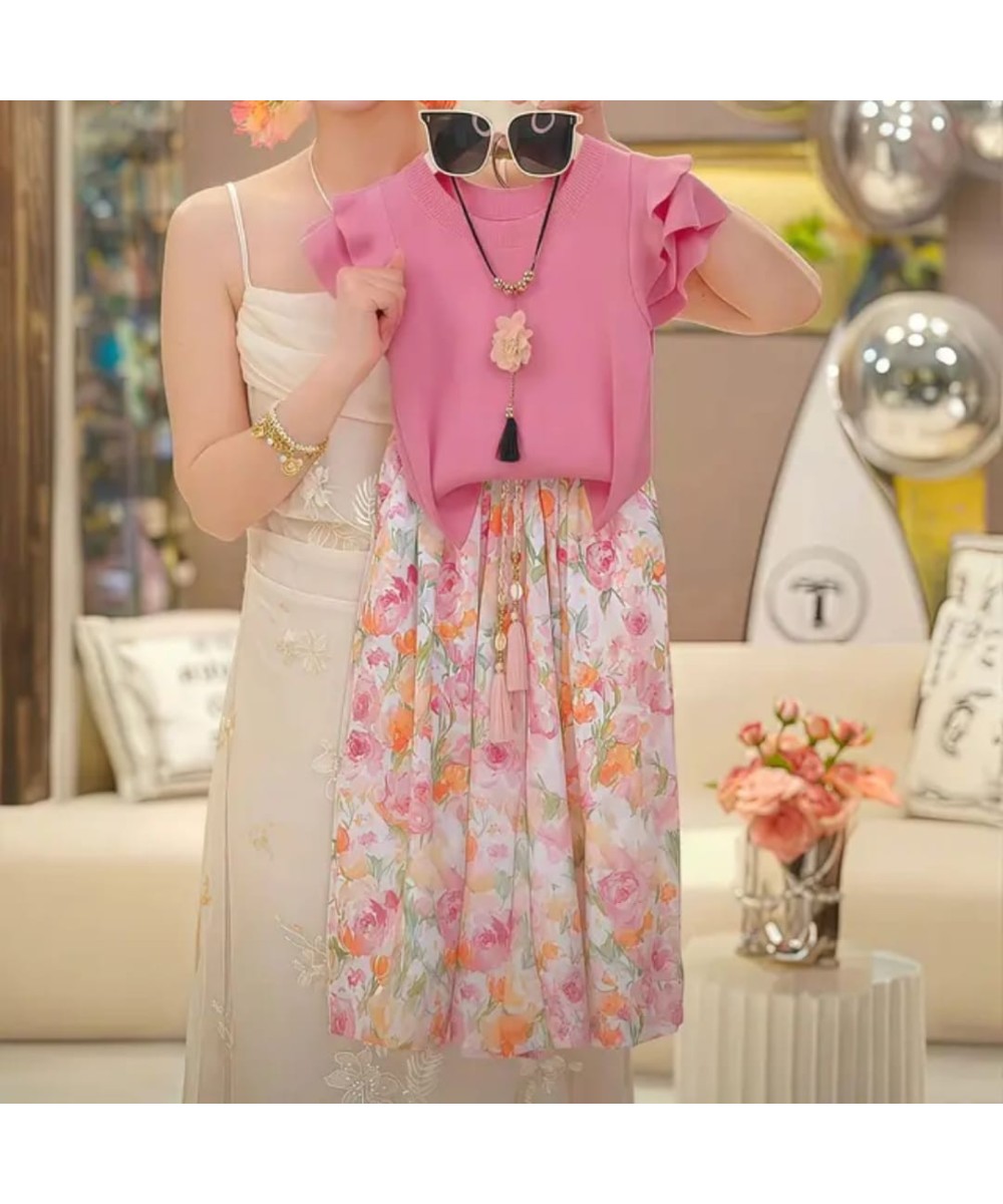 Blouse et pantalon jupe longue fleurie