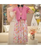 Blouse et pantalon jupe longue fleurie