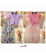 Blouse et pantalon jupe longue fleurie