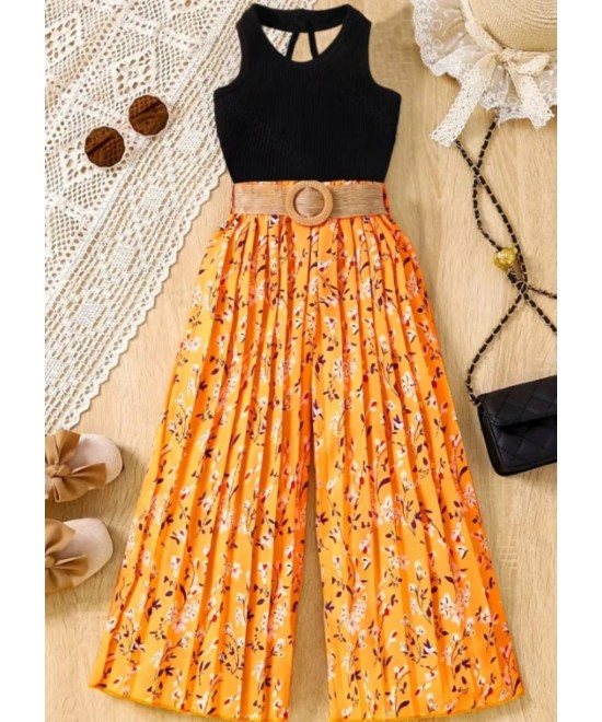 Ensemble haut sans manches et pantalon palazzo plissé