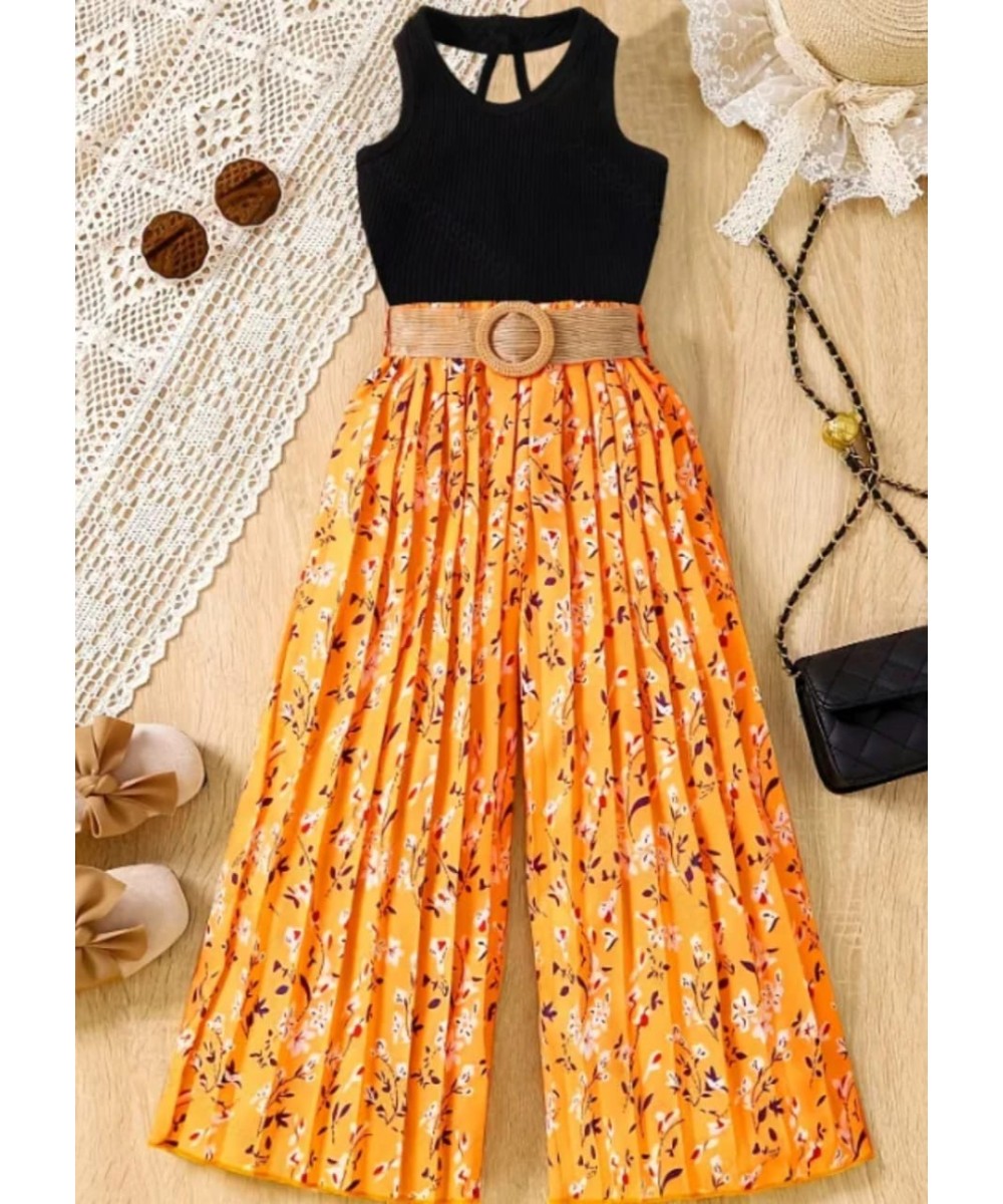 Ensemble haut sans manches et pantalon palazzo plissé